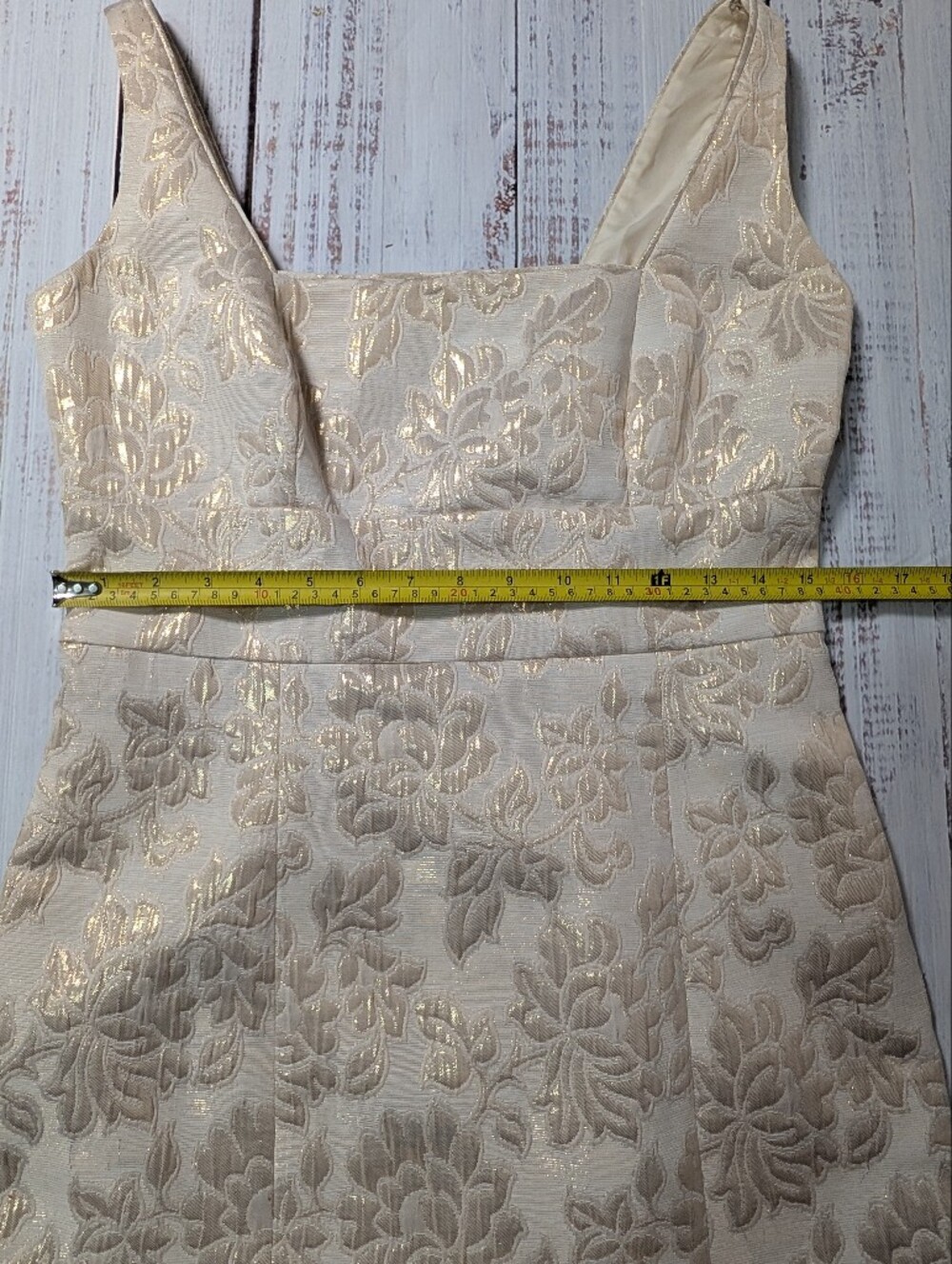 Evan Picone Gold Floral Brocade Sheath Dress Size 6 Cocktail Wedding - Picture 10 of 12